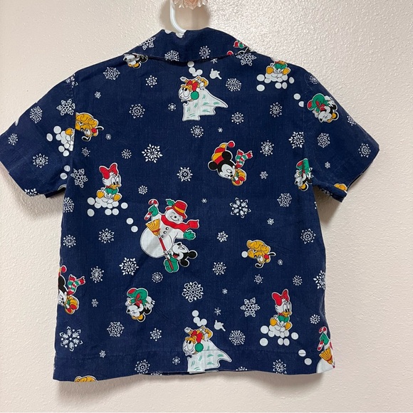 Handmade Vintage Boys Mickey Mouse And Friends Christmas Short Sleeve Shirt - Picture 4 of 7